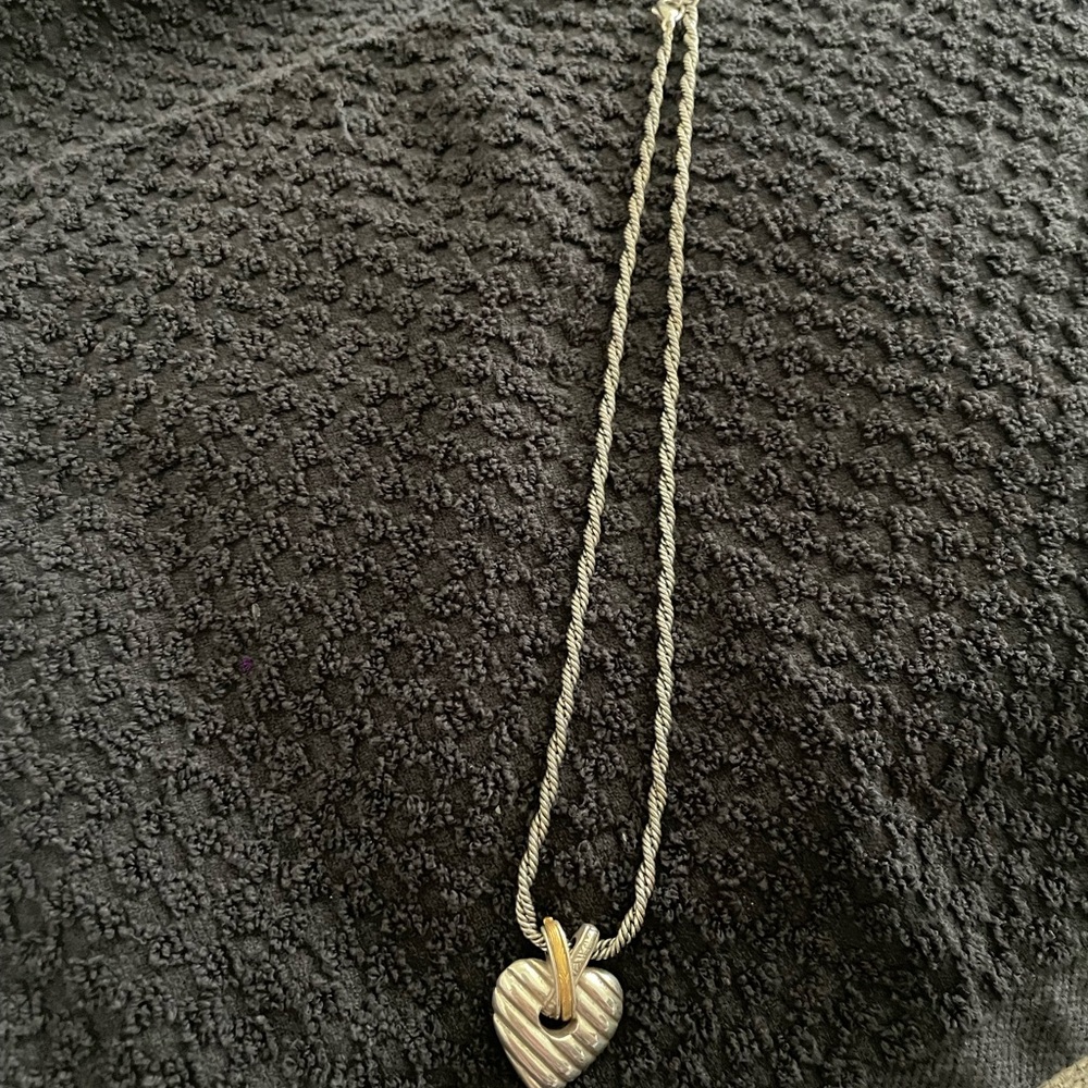 Brighton Silver and Gold Heart Necklace with Intricate Design